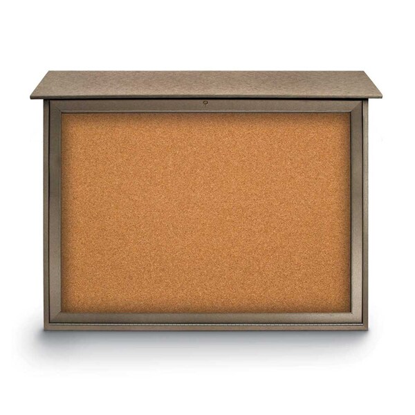 Indoor Enclosed Combo Board, 42"x32", Bronze Frame/Black Porc & Cork